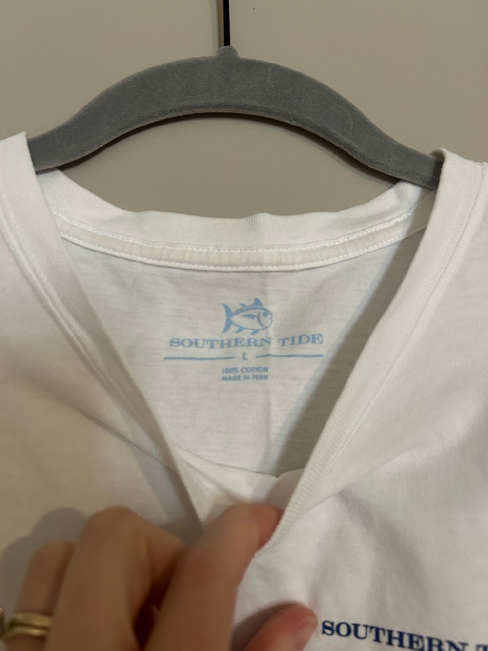 Southern Tide White Long Sleeve Tee with Logo - Picture 2 of 3